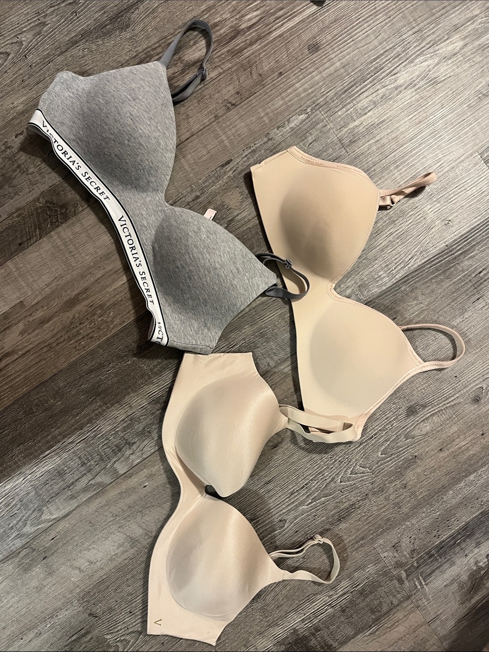 Victoria's Secret Gray and Nude Everyday T-Shirt Bras - Pack of 3